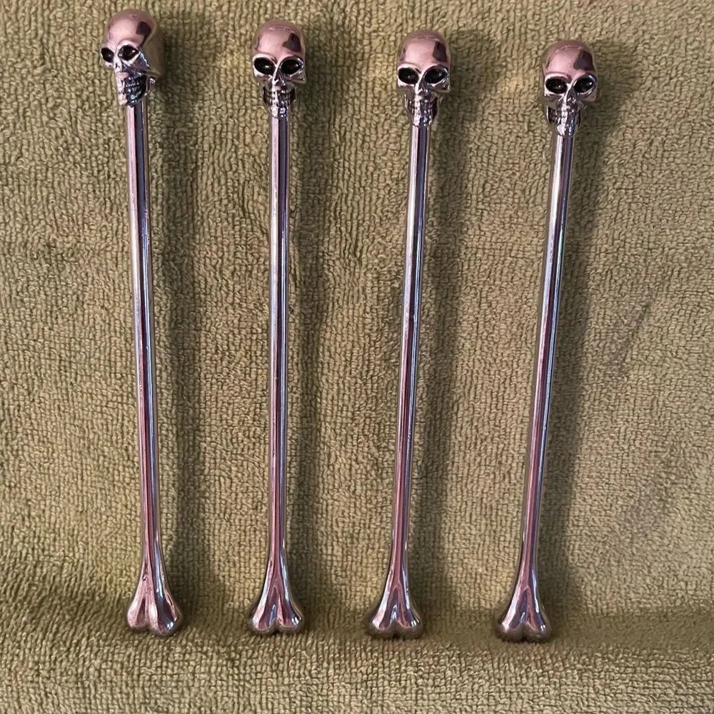Pottery Barn Skull Bone Metal Stir Sticks set of 4